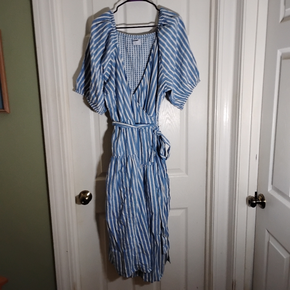 Wrap Maxi Short Puff Sleeve Dress Size XXL Old Navy Cotton Blend